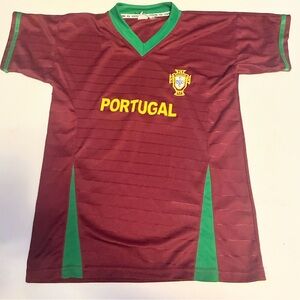 Kids Portugal Soccer Jersey - Maroon and Green
